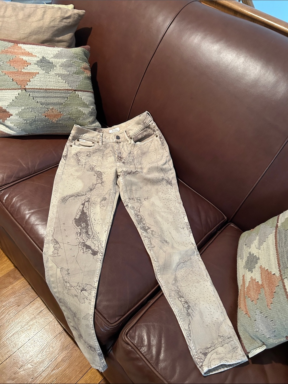 Polo by Ralph Lauren Beige Map-Print Skinny Jeans